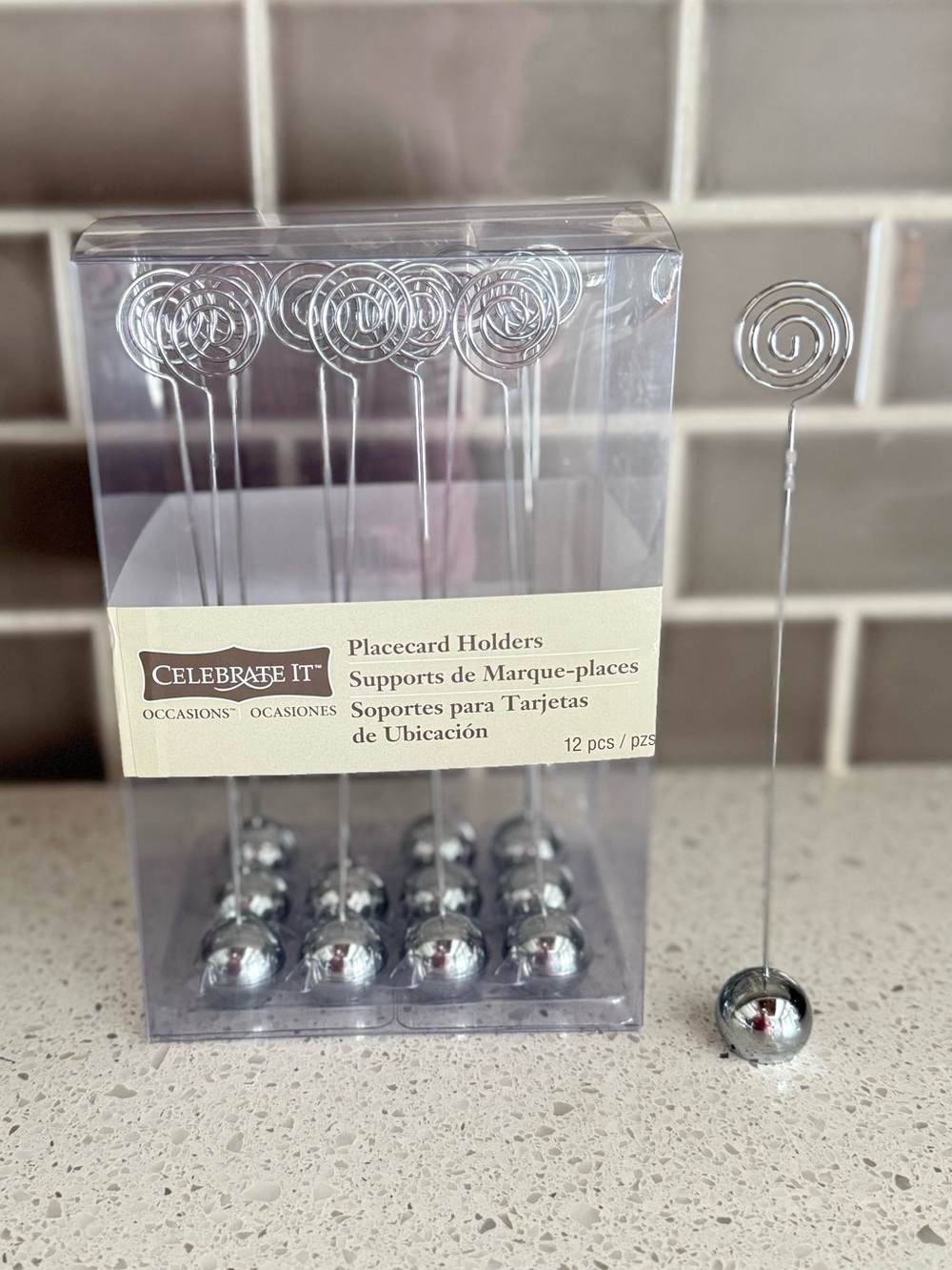 Celebrate It Set of 12 Silver Place Card Photo Holders Weighted Base